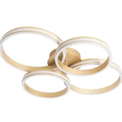 QAZQA Led-Deckenleuchten|Deckenleuchten*Deckenleuchte Messing inkl. LED 3-stufig dimmbar 4-flammig - Navara