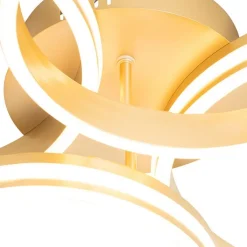 QAZQA Led-Deckenleuchten|Deckenleuchten*Deckenleuchte Messing inkl. LED 3-stufig dimmbar 4-flammig - Navara