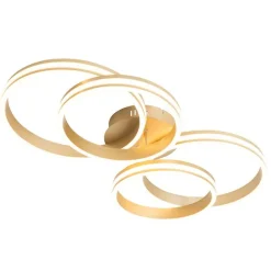 QAZQA Led-Deckenleuchten|Deckenleuchten*Deckenleuchte Messing inkl. LED 3-stufig dimmbar 4-flammig - Navara