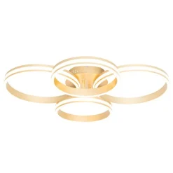 QAZQA Led-Deckenleuchten|Deckenleuchten*Deckenleuchte Messing inkl. LED 3-stufig dimmbar 4-flammig - Navara