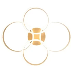 QAZQA Led-Deckenleuchten|Deckenleuchten*Deckenleuchte Messing inkl. LED 3-stufig dimmbar 4-flammig - Navara