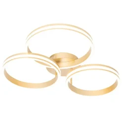 QAZQA Schlafzimmerlampen|Küchenlampen*Deckenleuchte Messing inkl. LED 3-Stufen dimmbar 3-Licht - Navara