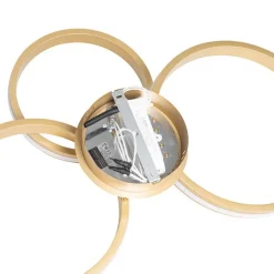 QAZQA Schlafzimmerlampen|Küchenlampen*Deckenleuchte Messing inkl. LED 3-Stufen dimmbar 3-Licht - Navara