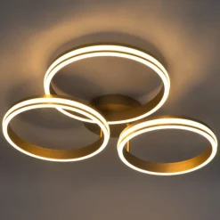 QAZQA Schlafzimmerlampen|Küchenlampen*Deckenleuchte Messing inkl. LED 3-Stufen dimmbar 3-Licht - Navara