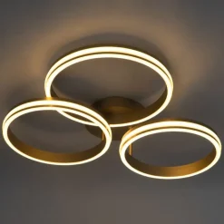 QAZQA Schlafzimmerlampen|Küchenlampen*Deckenleuchte Messing inkl. LED 3-Stufen dimmbar 3-Licht - Navara