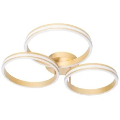 QAZQA Schlafzimmerlampen|Küchenlampen*Deckenleuchte Messing inkl. LED 3-Stufen dimmbar 3-Licht - Navara