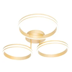 QAZQA Schlafzimmerlampen|Küchenlampen*Deckenleuchte Messing inkl. LED 3-Stufen dimmbar 3-Licht - Navara