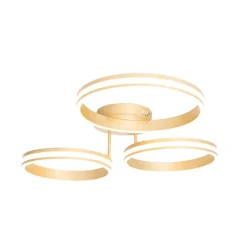 QAZQA Schlafzimmerlampen|Küchenlampen*Deckenleuchte Messing inkl. LED 3-Stufen dimmbar 3-Licht - Navara