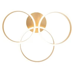 QAZQA Schlafzimmerlampen|Küchenlampen*Deckenleuchte Messing inkl. LED 3-Stufen dimmbar 3-Licht - Navara