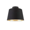 QAZQA Deckenleuchten|Wohnzimmerlampen*Deckenleuchte mit Baumwollschirm schwarz mit Gold 25 cm - Combi schwarz