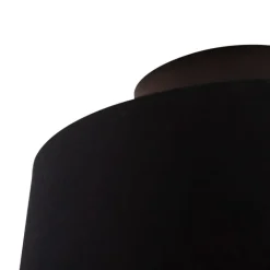 QAZQA Deckenleuchten|Wohnzimmerlampen*Deckenleuchte mit Baumwollschirm schwarz mit Gold 25 cm - Combi schwarz