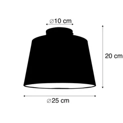 QAZQA Deckenleuchten|Wohnzimmerlampen*Deckenleuchte mit Baumwollschirm schwarz mit Gold 25 cm - Combi schwarz