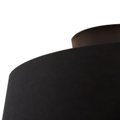 QAZQA Deckenleuchten|Wohnzimmerlampen*Deckenleuchte mit Baumwollschirm schwarz mit Gold 32 cm - Combi schwarz