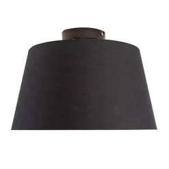 QAZQA Deckenleuchten|Wohnzimmerlampen*Deckenleuchte mit Baumwollschirm schwarz mit Gold 32 cm - Combi schwarz