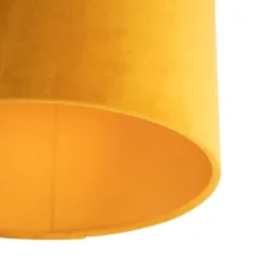 QAZQA Deckenleuchten|Wohnzimmerlampen*Deckenleuchte mit Samtschirm ocker/gold 25cm - Combi schwarz