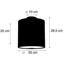 QAZQA Deckenleuchten|Wohnzimmerlampen*Deckenleuchte mit Samtschirm ocker/gold 25cm - Combi schwarz