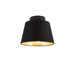 QAZQA Deckenleuchten|Wohnzimmerlampen*Deckenleuchte mit Schirm schwarz/gold 20 cm - Combi schwarz