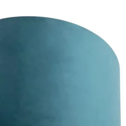 QAZQA Küchenlampen|Deckenleuchten*Deckenleuchte mit Veloursschirm blau mit Gold 20 cm - Combi schwarz