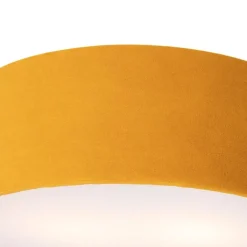 QAZQA Deckenleuchten|Wohnzimmerlampen*Deckenleuchte ocker 30 cm mit goldener Innenseite - Drum