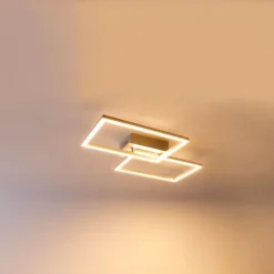 QAZQA Led-Deckenleuchten|Deckenleuchten*Deckenleuchte quadratisch Stahl 3-stufig dimmbar - Plazas Novo