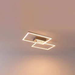 QAZQA Led-Deckenleuchten|Deckenleuchten*Deckenleuchte quadratisch Stahl 3-stufig dimmbar - Plazas Novo