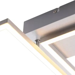 QAZQA Led-Deckenleuchten|Deckenleuchten*Deckenleuchte quadratisch Stahl 3-stufig dimmbar - Plazas Novo