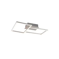 QAZQA Led-Deckenleuchten|Deckenleuchten*Deckenleuchte quadratisch Stahl 3-stufig dimmbar - Plazas Novo