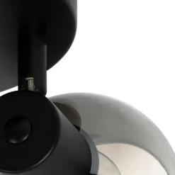 QAZQA Schlafzimmerlampen|Küchenlampen*Deckenleuchte schwarz 35 cm mit Rauchglas 3-Licht - Vidro