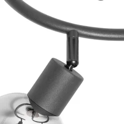 QAZQA Deckenstrahler|Aufbaustrahler*Deckenleuchte schwarz 44,5 cm mit Rauchglas und Holz 3-flammig - Vidro