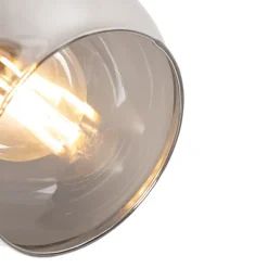 QAZQA Deckenstrahler|Aufbaustrahler*Deckenleuchte schwarz 44,5 cm mit Rauchglas und Holz 3-flammig - Vidro