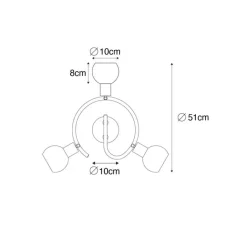 QAZQA Deckenstrahler|Aufbaustrahler*Deckenleuchte schwarz 44,5 cm mit Rauchglas und Holz 3-flammig - Vidro