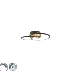 QAZQA Schlafzimmerlampen|Küchenlampen*Deckenleuchte schwarz 45 cm inkl. LED 3 Stufen dimmbar - Rowin