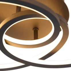 QAZQA Schlafzimmerlampen|Küchenlampen*Deckenleuchte schwarz 45 cm inkl. LED 3 Stufen dimmbar - Rowin