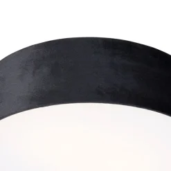 QAZQA Schlafzimmerlampen|Küchenlampen*Deckenleuchte schwarz 40 cm mit goldener Innenseite - Drum