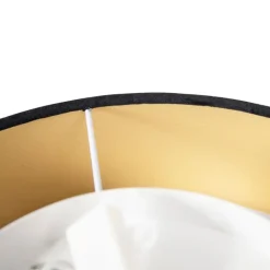QAZQA Schlafzimmerlampen|Küchenlampen*Deckenleuchte schwarz 40 cm mit goldener Innenseite - Drum