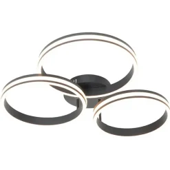 QAZQA Led-Deckenleuchten|Deckenleuchten*Deckenleuchte schwarz inkl. LED 3-Stufen dimmbar 3-Licht - Navara