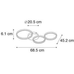 QAZQA Led-Deckenleuchten|Deckenleuchten*Deckenleuchte schwarz inkl. LED 3-stufig dimmbar 3-Licht - Pande