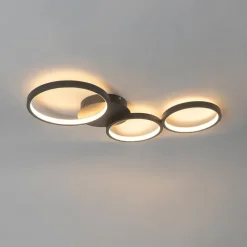 QAZQA Led-Deckenleuchten|Deckenleuchten*Deckenleuchte schwarz inkl. LED 3-stufig dimmbar 3-Licht - Pande