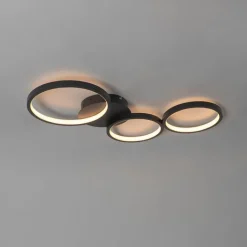 QAZQA Led-Deckenleuchten|Deckenleuchten*Deckenleuchte schwarz inkl. LED 3-stufig dimmbar 3-Licht - Pande