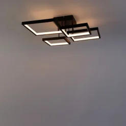 QAZQA Led-Deckenleuchten|Deckenleuchten*Deckenleuchte schwarz inkl. LED 3 Stufen dimmbar 4-Licht - Lejo