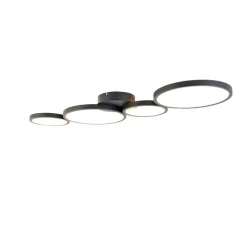 QAZQA Led-Deckenleuchten|Deckenleuchten*Deckenleuchte schwarz inkl. LED 3-stufig dimmbar 4-flammig - Lupolo