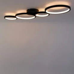 QAZQA Led-Deckenleuchten|Deckenleuchten*Deckenleuchte schwarz inkl. LED 3-stufig dimmbar 4-flammig - Lupolo