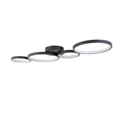 QAZQA Led-Deckenleuchten|Deckenleuchten*Deckenleuchte schwarz inkl. LED 3-stufig dimmbar 4-flammig - Lupolo