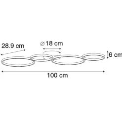 QAZQA Led-Deckenleuchten|Deckenleuchten*Deckenleuchte schwarz inkl. LED 3-stufig dimmbar 4-flammig - Lupolo