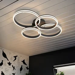 QAZQA Schlafzimmerlampen|Küchenlampen*Deckenleuchte schwarz inkl. LED 3-Stufen dimmbar 4-Licht - Navara