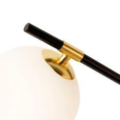 QAZQA Deckenleuchten|Wohnzimmerlampen*Deckenleuchte schwarz mit Gold und Opalglas 6 Lichter - Lynn