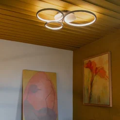 QAZQA Schlafzimmerlampen|Küchenlampen*Deckenleuchte schwarz mit Holz inkl. LED 3-stufig dimmbar 3-flammig - Alec