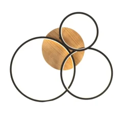 QAZQA Schlafzimmerlampen|Küchenlampen*Deckenleuchte schwarz mit Holz inkl. LED 3-stufig dimmbar 3-flammig - Alec