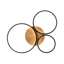 QAZQA Schlafzimmerlampen|Küchenlampen*Deckenleuchte schwarz mit Holz inkl. LED 3-stufig dimmbar 3-flammig - Alec