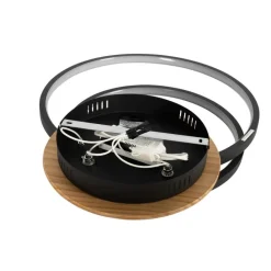 QAZQA Schlafzimmerlampen|Küchenlampen*Deckenleuchte schwarz mit Holz inkl. LED 3-stufig dimmbar 3-flammig - Alec